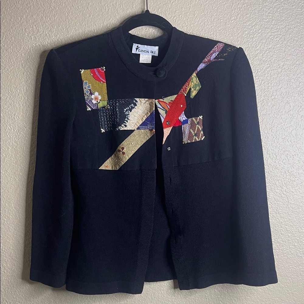 Women's Navy Blazer with Colorful Accents